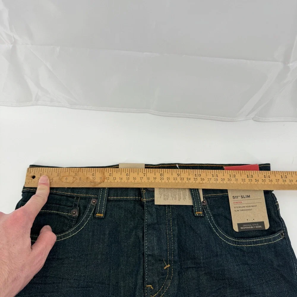 Levi's 511 Slim Jeans Mens 29x34 Dark Wash Indigo Stretch Denim 04511-0408